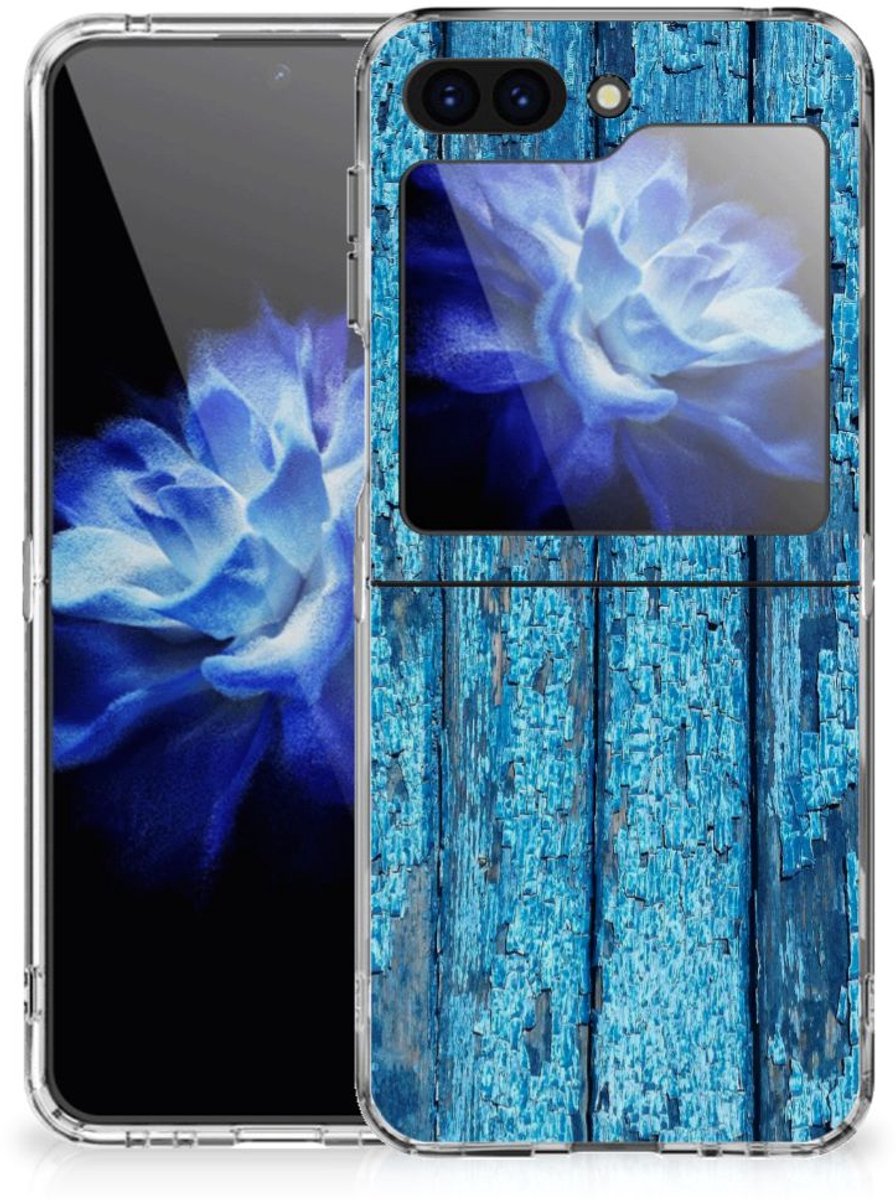 Samsung Galaxy Z Flip 5 Bumper Hoesje Wood Blue