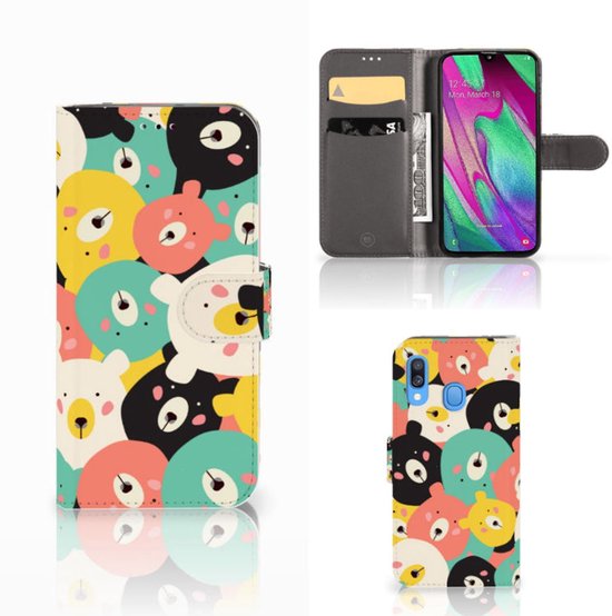 Cuir de Première Qualité Housse pour Samsung Galaxy A40 Coque Ours