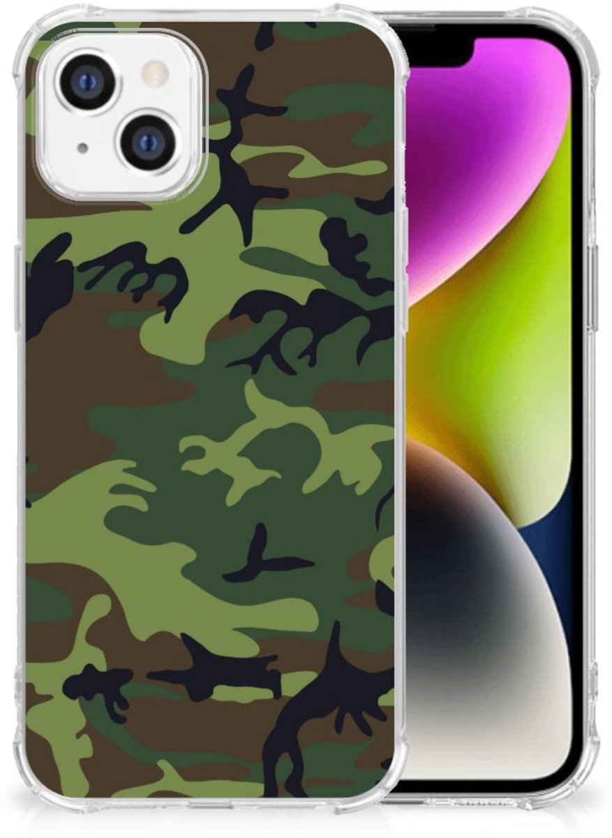iPhone 14 Doorzichtige Silicone Hoesje Army Dark