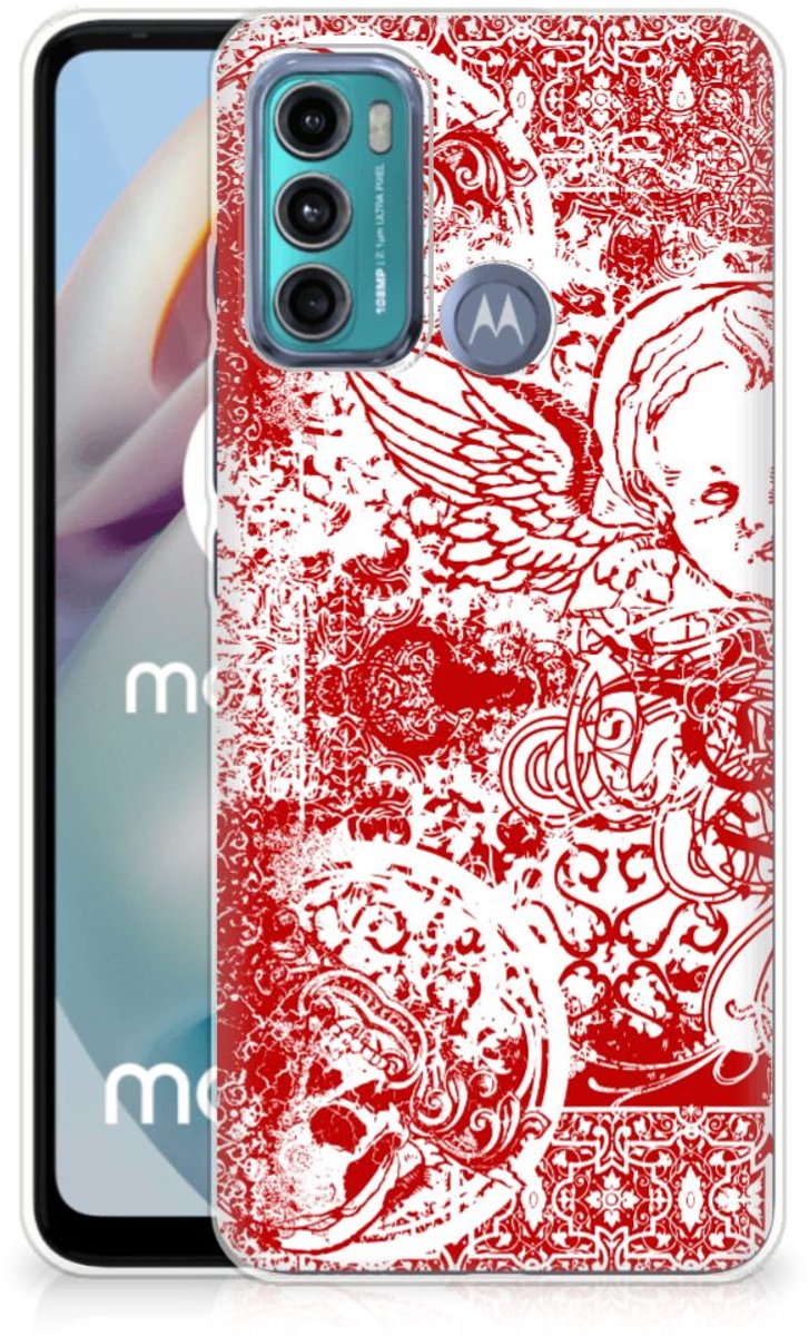 Silicone Back Case Motorola Moto G60 Angel Skull Rood