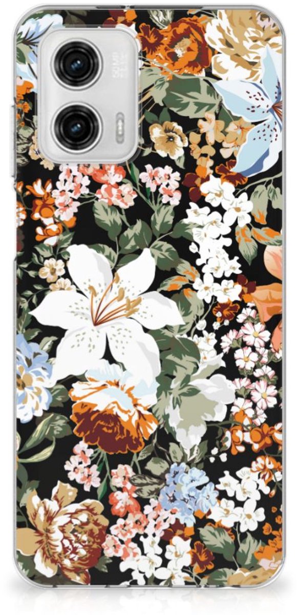 TPU Case voor Motorola Moto G73 Dark Flowers