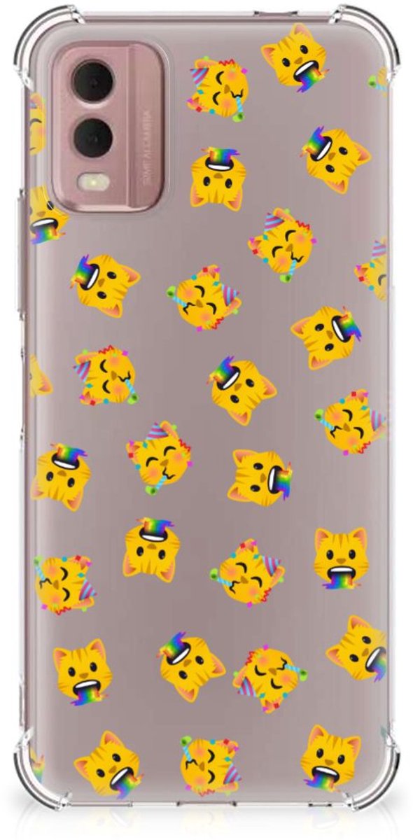 Doorzichtige Silicone Hoesje voor Nokia C32 Katten Emojis