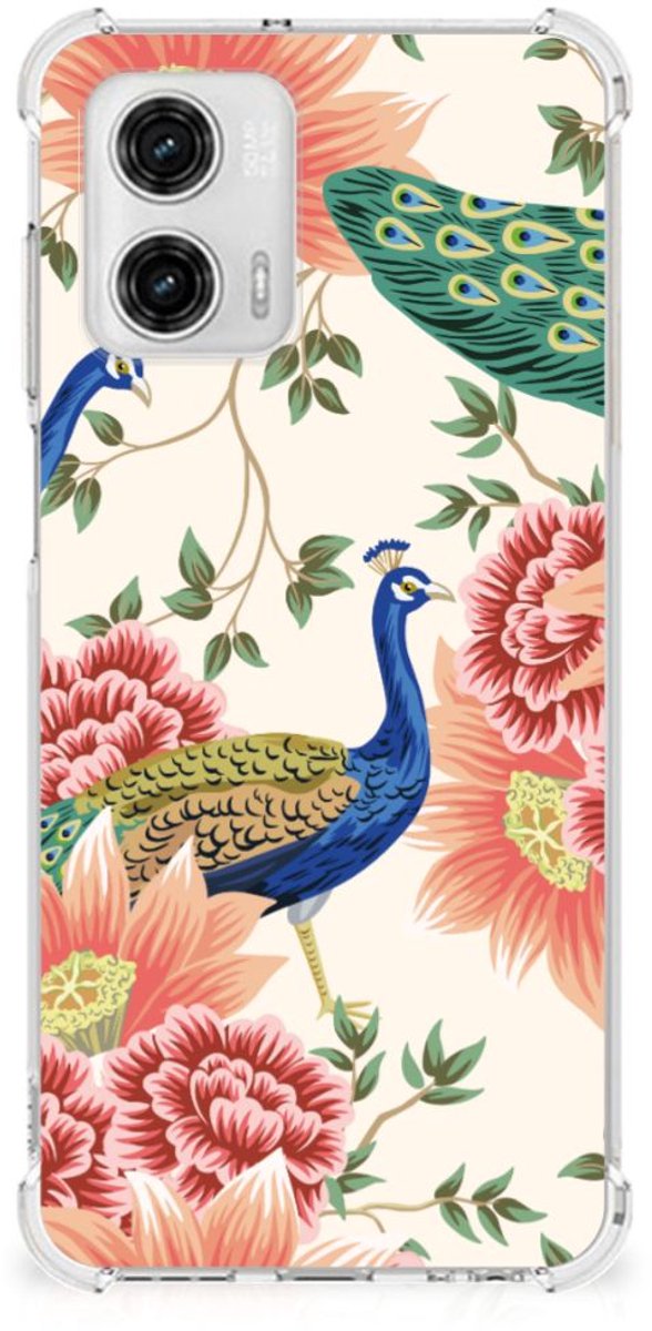Case Anti-shock voor Motorola Moto G73 Pink Peacock