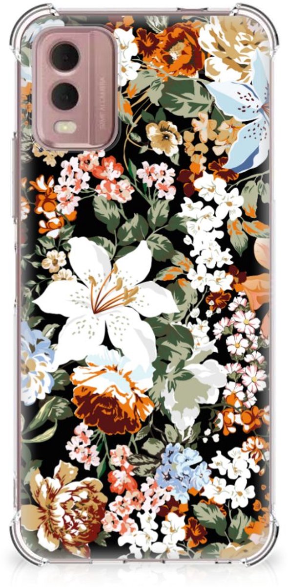 Back Cover voor Case voor Nokia C32 Dark Flowers