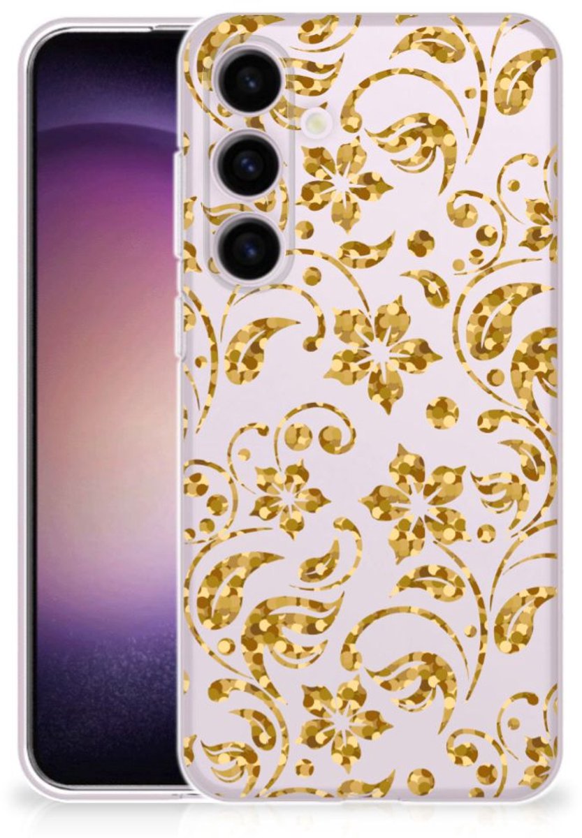 Samsung Galaxy S24 TPU Case Gouden Bloemen