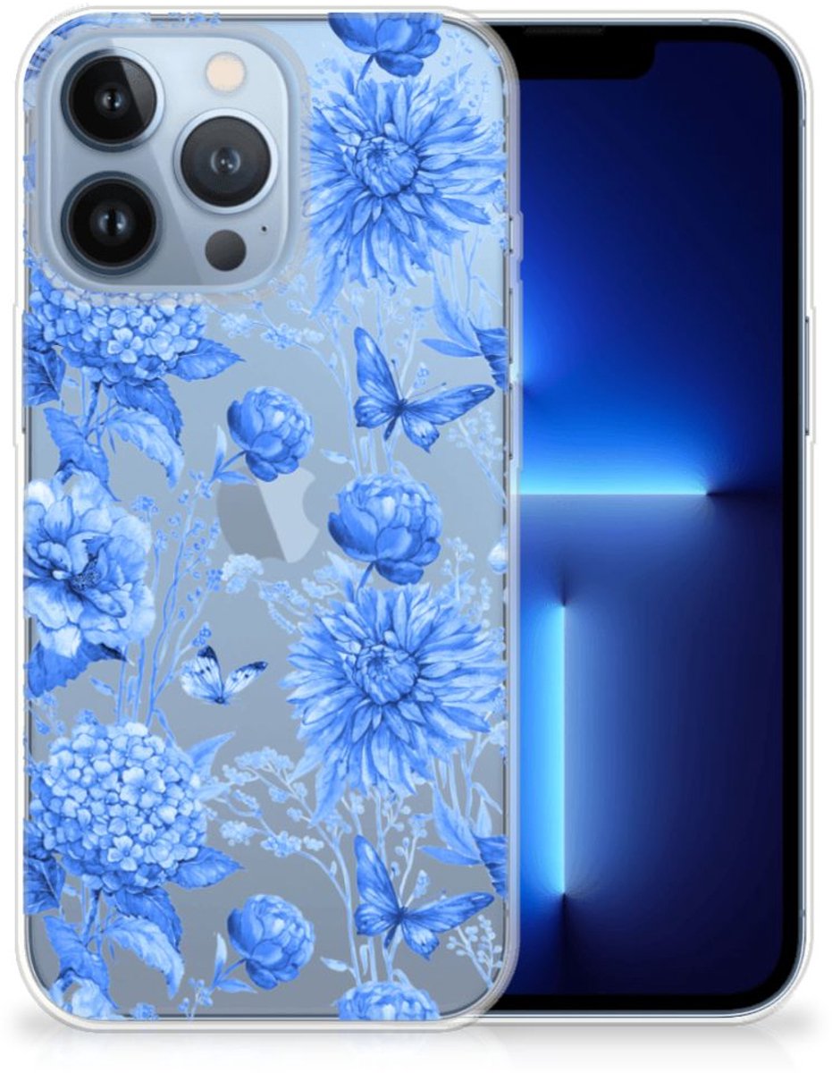 TPU Case voor Apple iPhone 13 Pro Flowers Blue