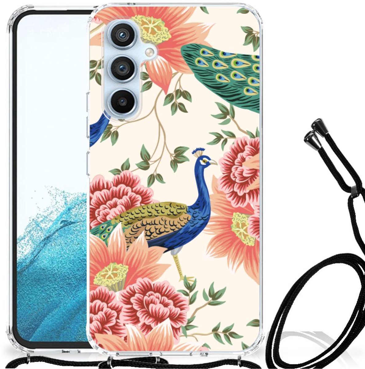 Case Anti-shock voor Samsung Galaxy A54 5G Pink Peacock
