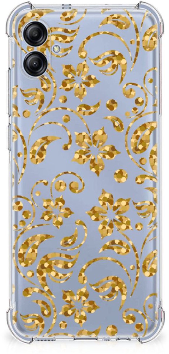 Samsung Galaxy A04e Case Gouden Bloemen