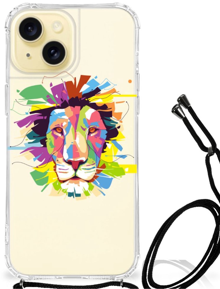 Apple iPhone 15 Stevig Bumper Hoesje Lion Color