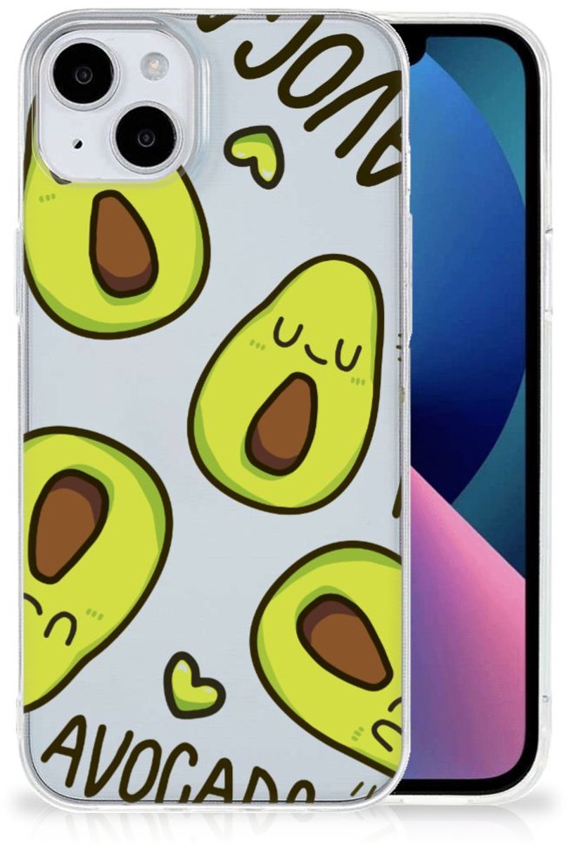 Back Cover voor iPhone 15 Plus Telefoonhoesje met Naam Avocado Singing
