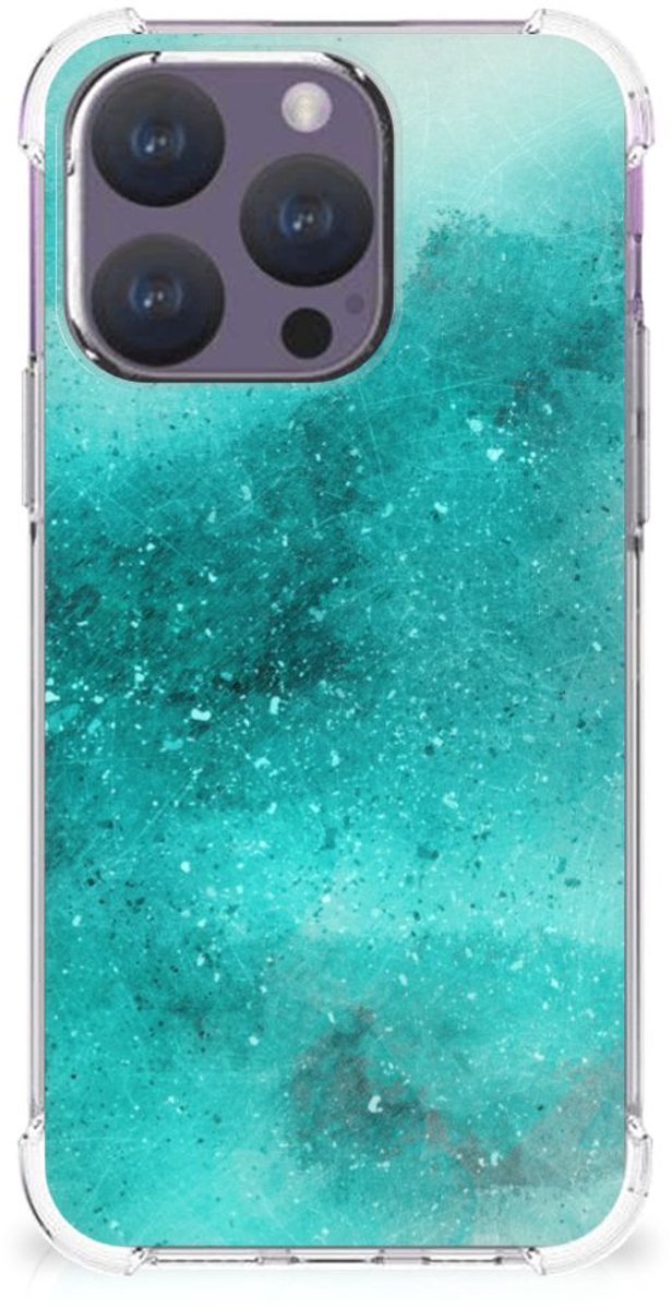 TPU Case Anti-Shock voor Back Cover iPhone 15 Pro Painting Blue