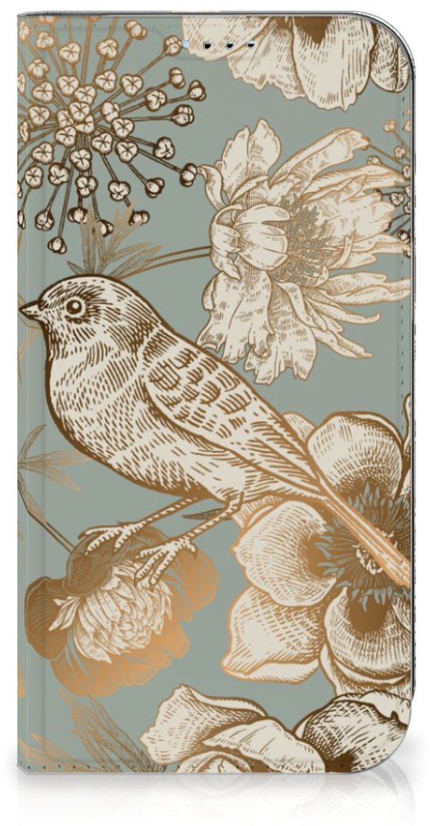Smart Cover voor iPhone 15 Vintage Bird Flowers