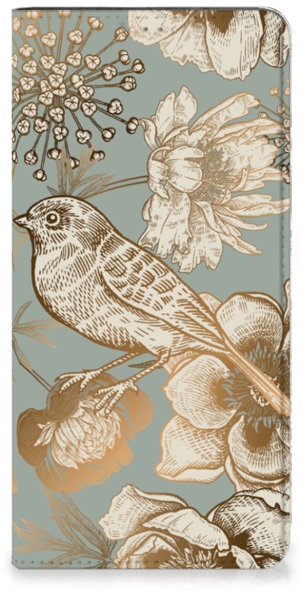 Smart Cover voor Samsung Galaxy A14 4G Vintage Bird Flowers