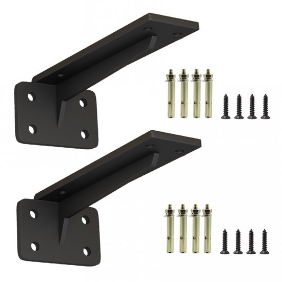 TESSTINA Plankhouder, Onzichtbaar 80kg Draagkracht, Zware Belasting, Plankdrager Metaal, Zwart, 3,8 cm Hoogte voor Plank, Hoek, Wandhouder, Plankhoek, Console voor Belasting (zwart, 25cm-6 stuks