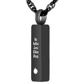Pendentif en frêne de Luxe | Avec chaîne et gravure | Tu me manques tous les jours | Bijoux en frêne | Noir | En tant que chaîne | Bijoux commémoratifs | Urne | Incl. Comme remplissage