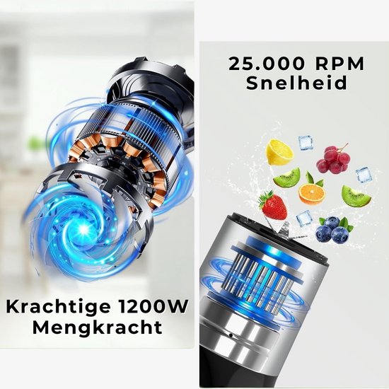 Orretti Smoothie Blender-1200W, Persoonlijke Blender voor Shakes en Smoothies - BPA-vrije Blender voor Smoothies - Krachtige Blender voor de Keuken, Sapjes, Babyvoeding van Orretti. — afbeelding 4