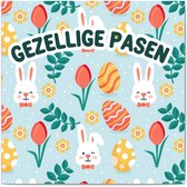 Carte de vœux carrée de Luxe Joyeuses Pasen - Carte de Pâques - 13,5 x 13,5 cm - carte pliée avec enveloppe colorée