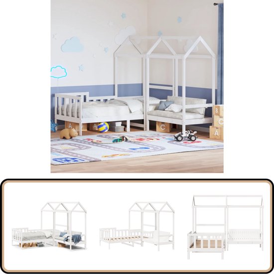 Contour cadre de lit vidaXL Slaapbank met huisje 90x200 cm massief