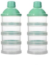 Boîte de dosage LC Toddler Lait en poudre Powder - lot de 2 - Sans BPA - Vert - 4 couches - Tour de Lait en poudre - Plateau de rangement de poudre pour bébé - Boîte de voyage - Distributeur - Tour de poudre