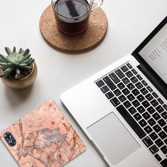 Coque Téléphone OPPO A17 Wallet Book Case Marbre Oranje