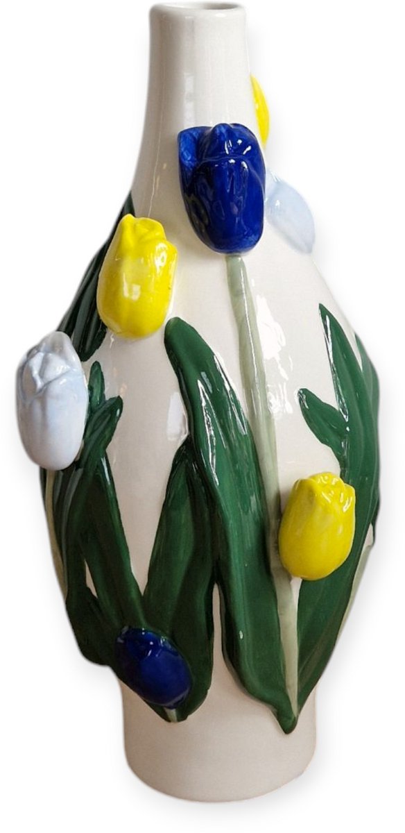 DK design Daan Kromhout - Vaas - Bloemenvaas - Tulpen - Dutch - 15x30 - Keramiek Wit