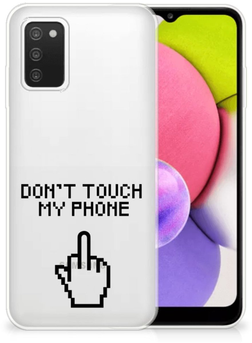 Samsung Galaxy A03S Silicone-hoesje Finger Don't Touch My Phone