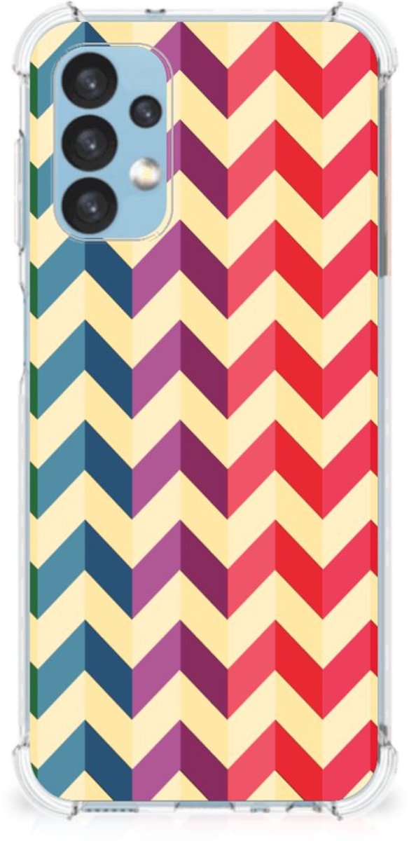 Samsung Galaxy A13 (4G) Doorzichtige Silicone Hoesje Zigzag Multi Color