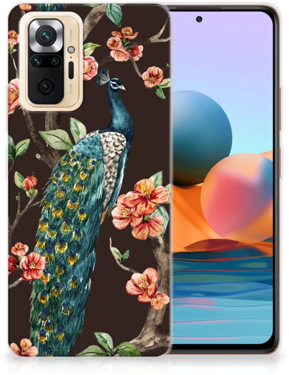 Xiaomi Redmi Note 10 Pro TPU Hoesje Pauw met Bloemen