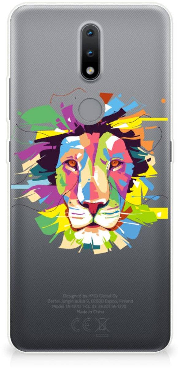 Nokia 2.4 Telefoonhoesje met Naam Lion Color