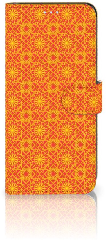 PU Premium Housse pour OPPO Reno 8 Lite | OnePlus Nord N20 Portefeuille Batik Orange