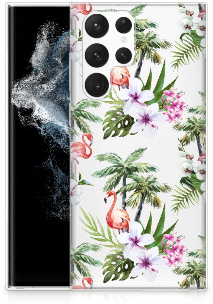 Samsung Galaxy S22 Ultra TPU Hoesje Flamingo Palms