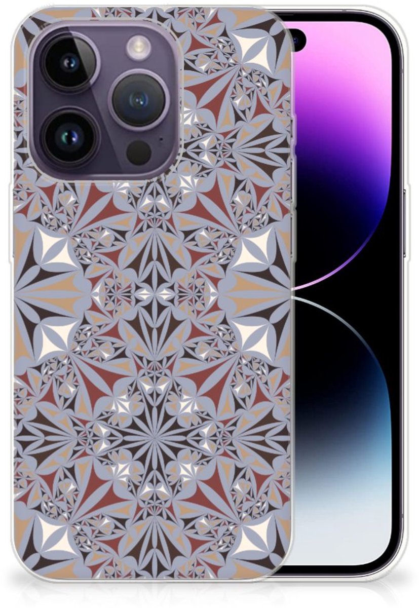 Apple iPhone 14 Pro TPU Siliconen Hoesje Flower Tiles