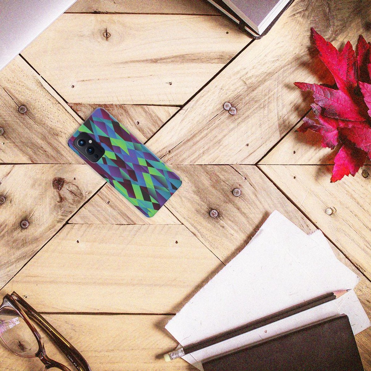 OnePlus 9 TPU Hoesje Abstract Green Blue