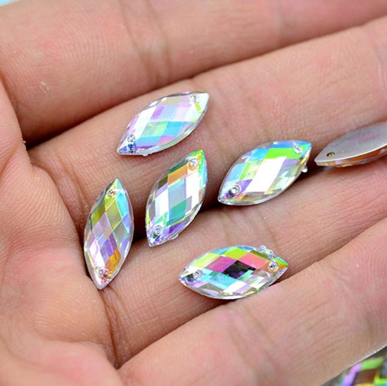 PATIKIL Naai op strass kristallen, 50 stuks gemengde vormen glazen edelstenen metalen basis bloemklauw strass steentjes voor ambachtelijke schoenen jurk kleding riem naaien decoratie, veelkleurig (0,9