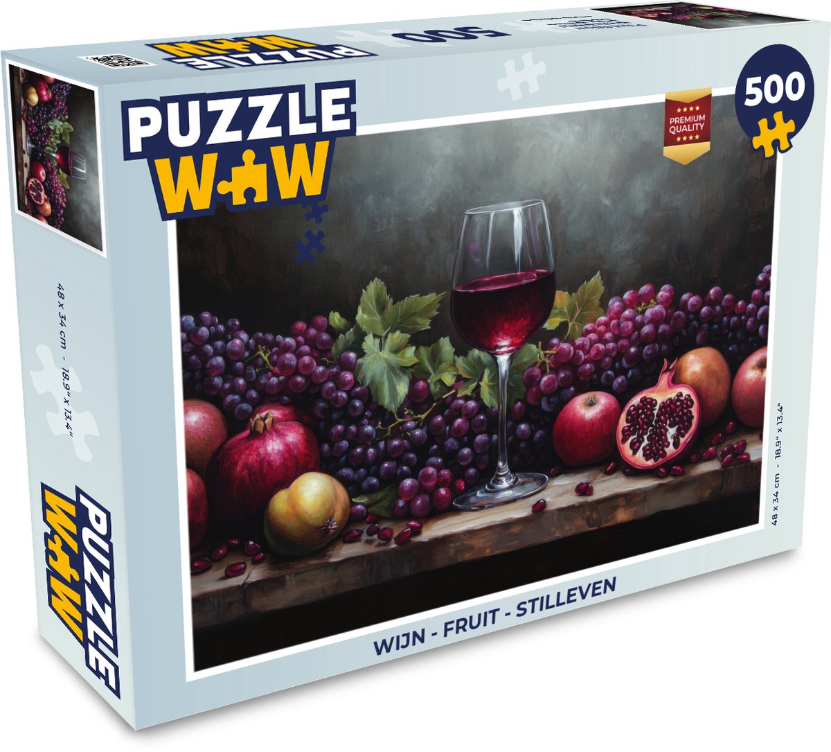 Puzzel Wijn - Fruit - Stilleven - Legpuzzel - Puzzel 500 stukjes