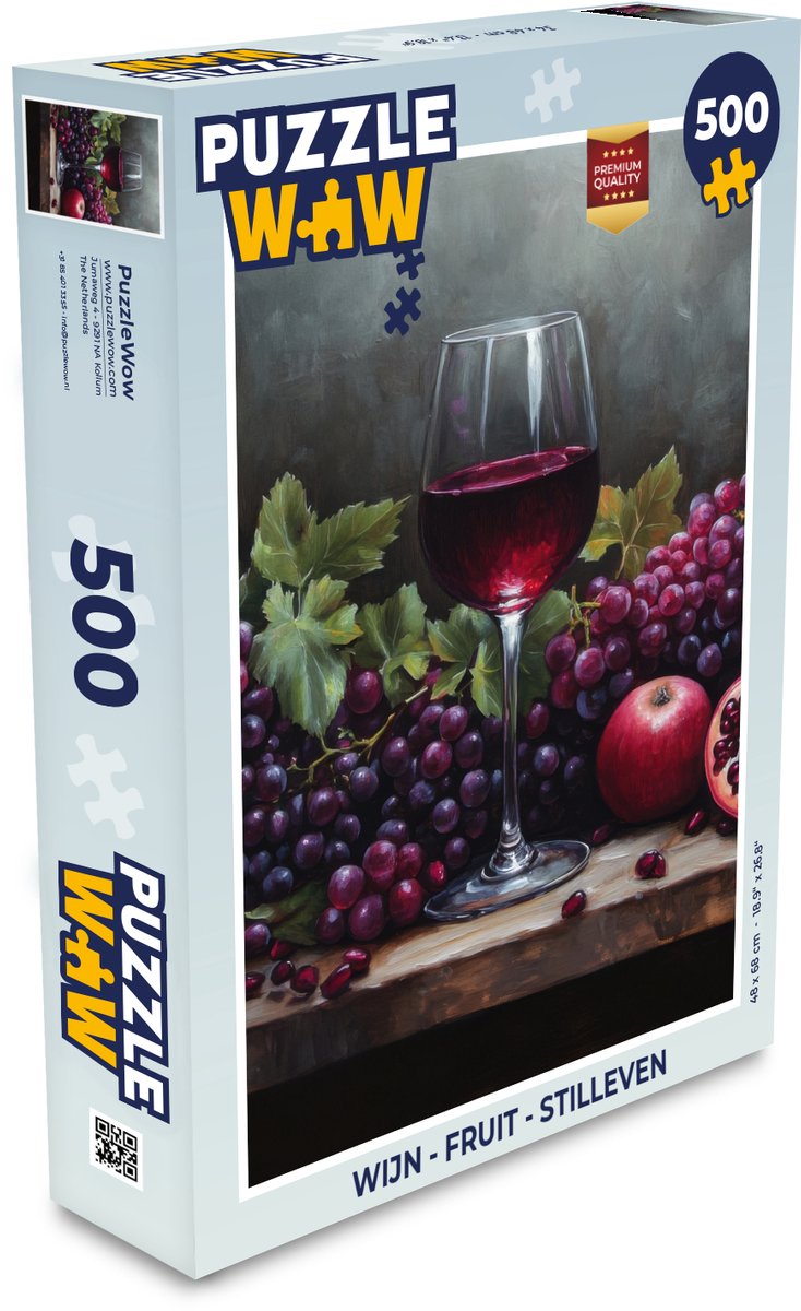 Puzzel Wijn - Fruit - Stilleven - Legpuzzel - Puzzel 500 stukjes