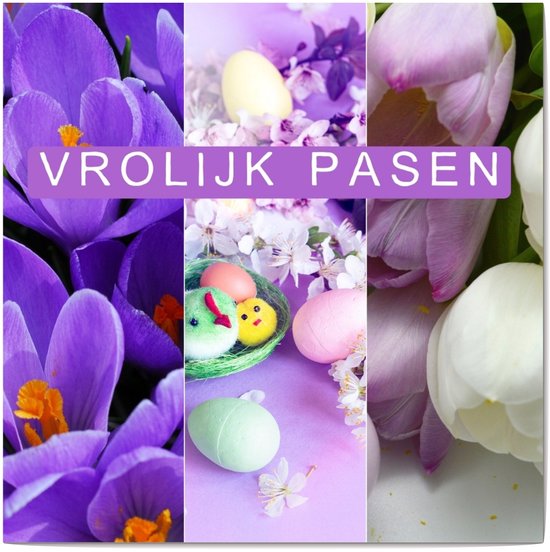Carte de vœux carrée de Luxe Joyeuses Pasen - Carte de Pâques - 13,5 x 13,5 cm - carte pliée avec enveloppe colorée