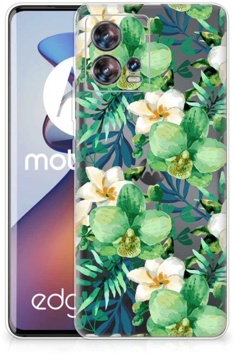 Motorola Edge 30 Fusion TPU Case Orchidee Groen