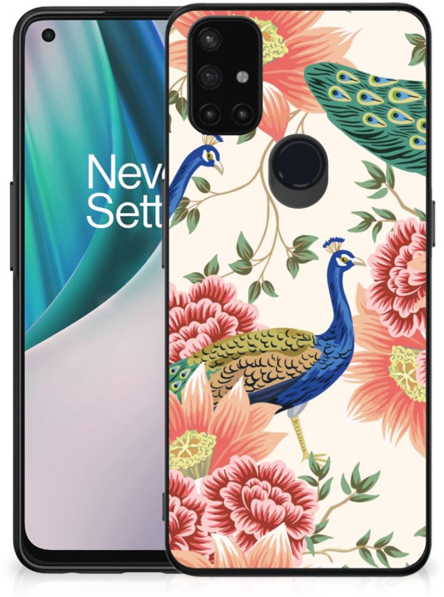 Dierenprint Telefoonhoesje voor OnePlus Nord N10 5G Pink Peacock