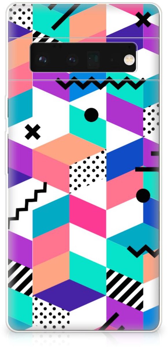 Google Pixel 6 Pro TPU Hoesje Blokken Kleurrijk