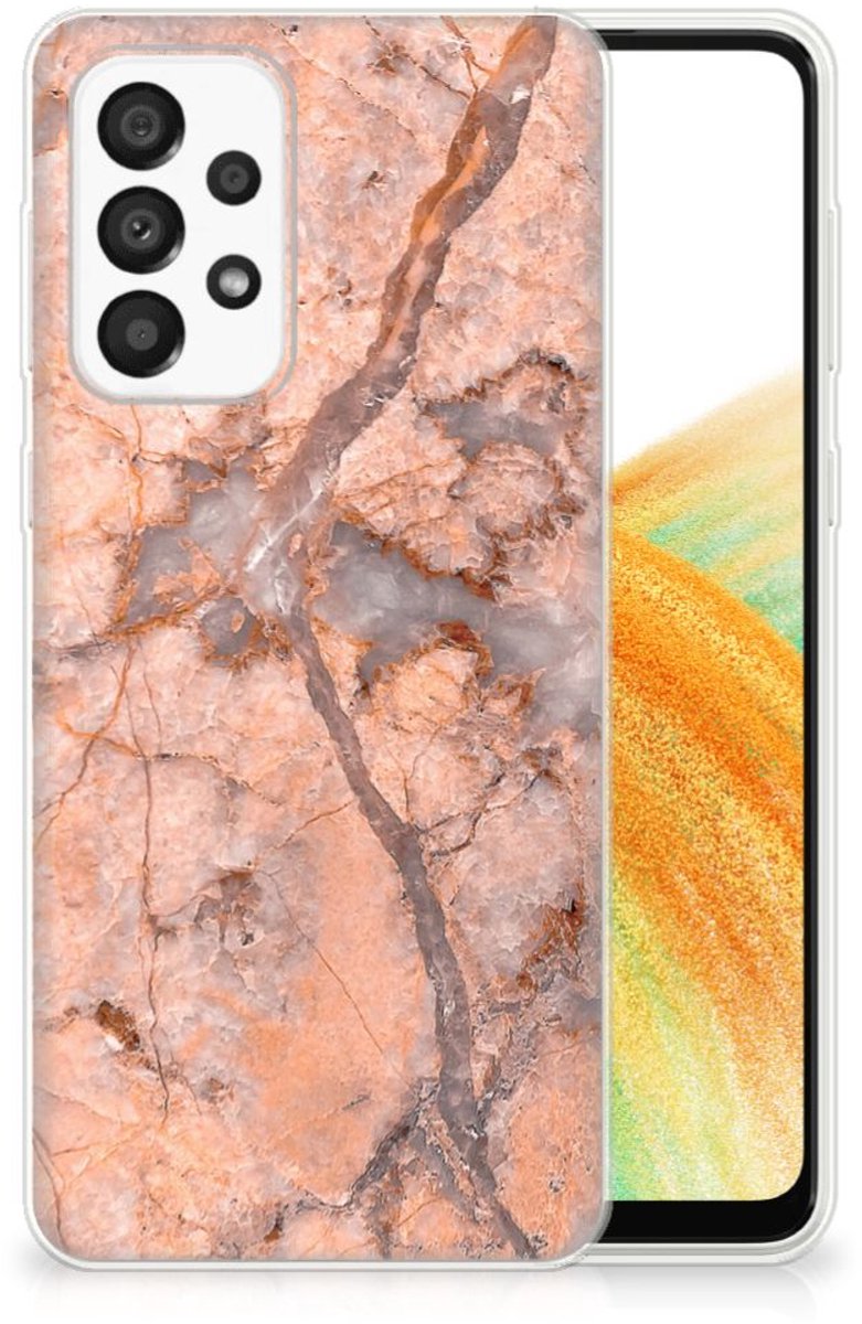 Back Cover voor Samsung Galaxy A33 5G TPU Siliconen Hoesje Marmer Oranje