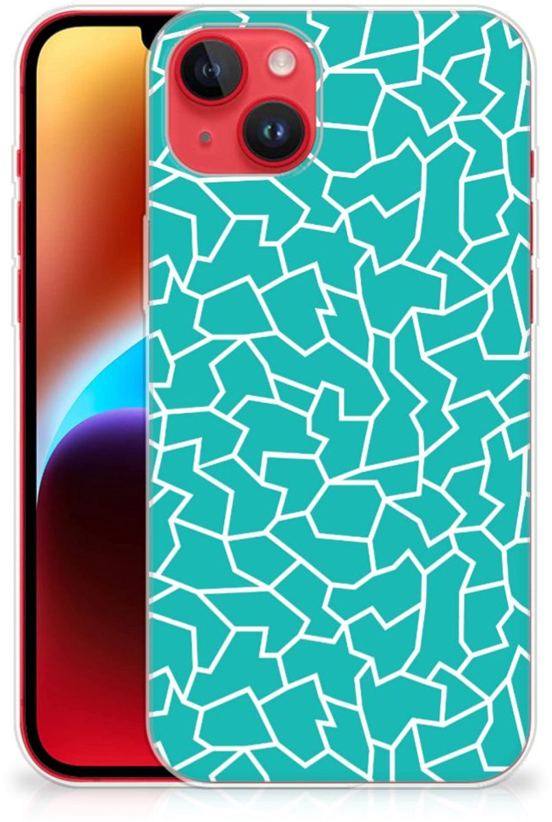 Back Cover voor iPhone 14 Plus Hoesje maken Cracks Blue