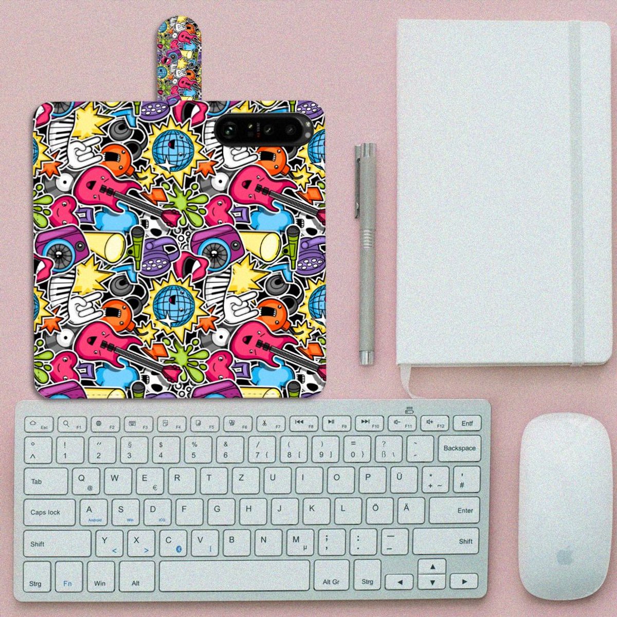 Sony Xperia 1 IV Wallet Case met Pasjes Punk Rock