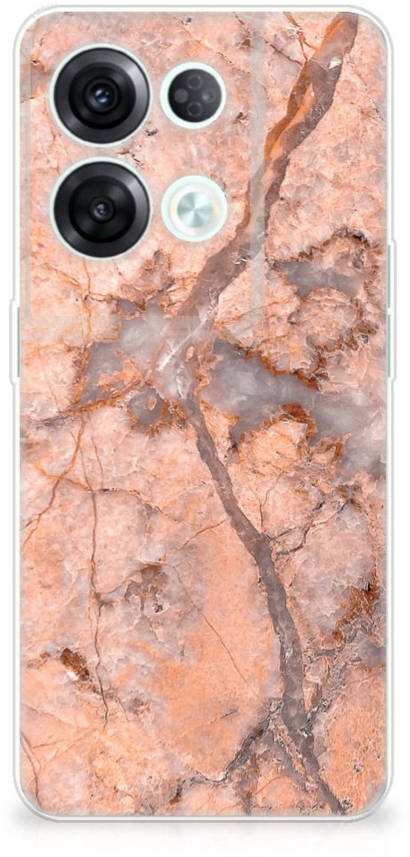 OPPO Reno8 Pro TPU Siliconen Hoesje Marmer Oranje