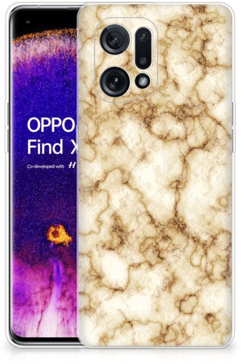 OPPO Find X5 TPU Siliconen Hoesje Marmer Goud