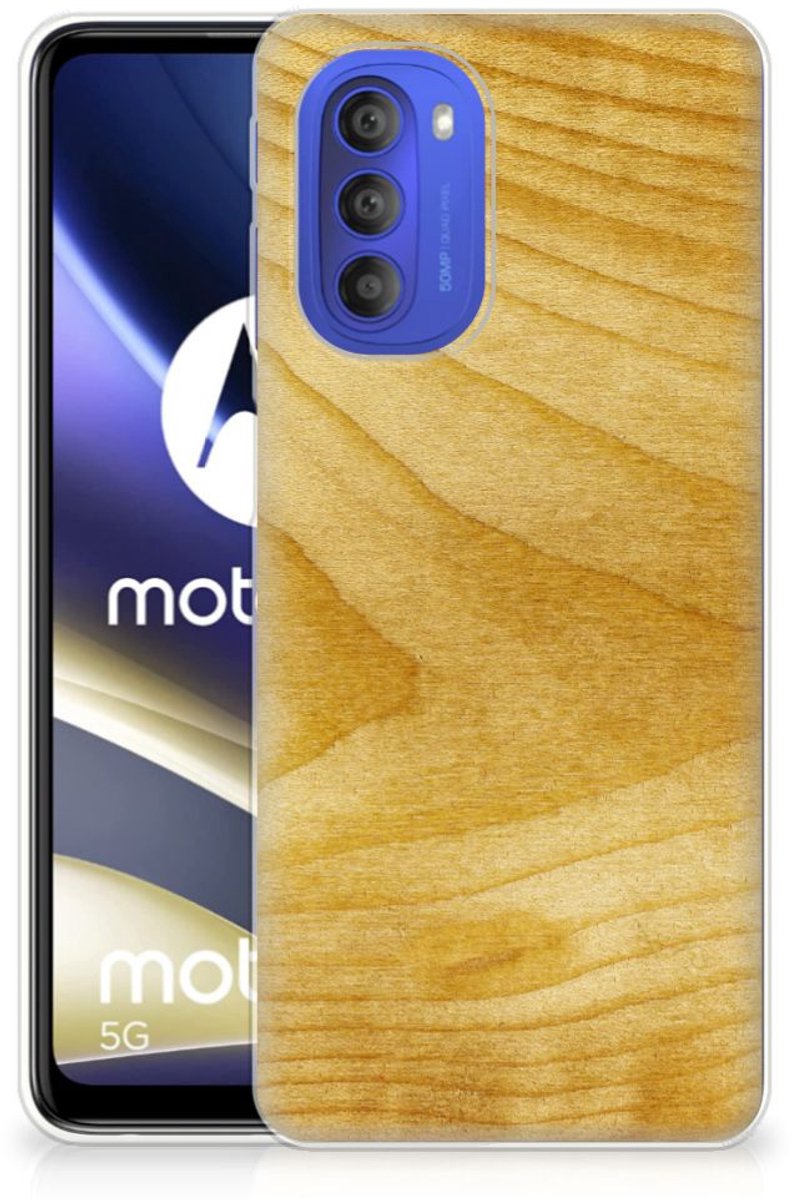 Motorola Moto G51 5G Bumper Hoesje Licht Hout
