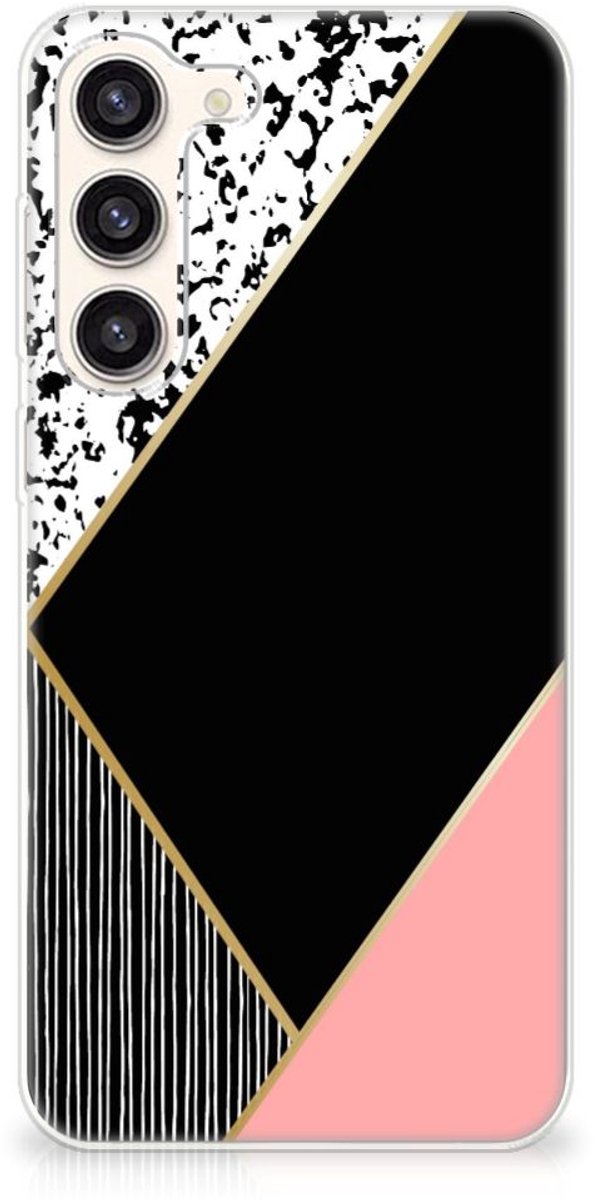 Samsung Galaxy S23 Plus TPU Hoesje Zwart Roze Vormen