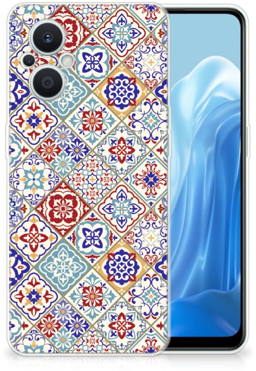 OPPO Reno8 Lite TPU Siliconen Hoesje Tiles Color