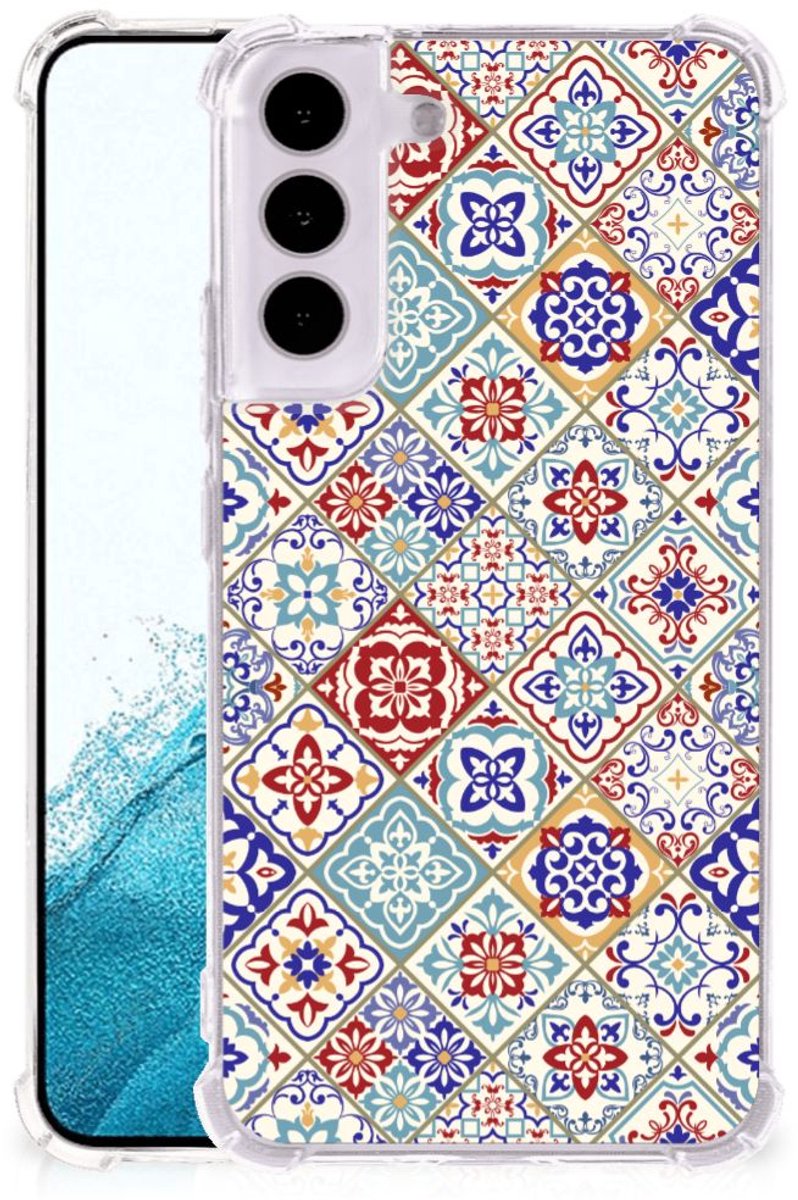 Back Cover voor Samsung Galaxy S22 Anti-Shock Hoesje Tiles Color