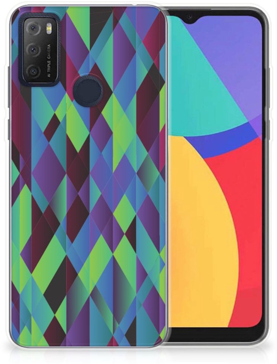 Alcatel 1S (2021) TPU Hoesje Abstract Green Blue
